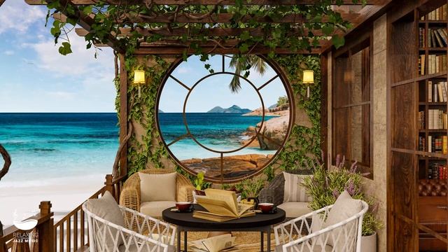 атмосфера кафе у моря 4K с плавным джазовым инструменталом для работы, учебы, отдыха смотреть онлайн