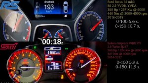 Acceleration Ford Focus RS mk3 vs Subaru Impreza WRX STI 2.5 Battle 0-250 and Exhaust Sound