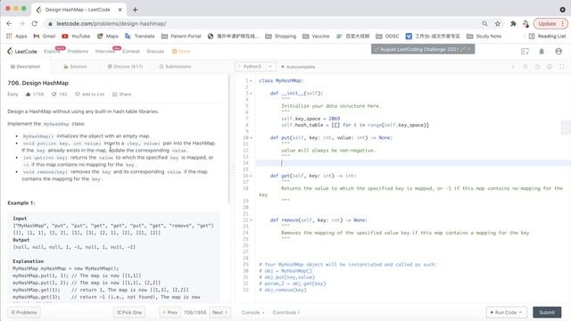 LeetCode in Python 706. Design HashMap | Open Hashing Approach - Michelle小梦想家