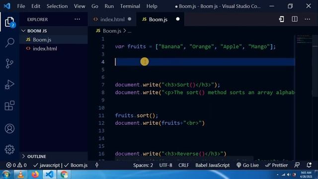 Sort() and Reverse() Method in JavaScript