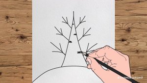 Осенняя берёза (рисование+раскрашивание методом примакивания)