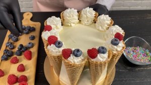 Украшение торта фруктами | Cake decoration with fruit