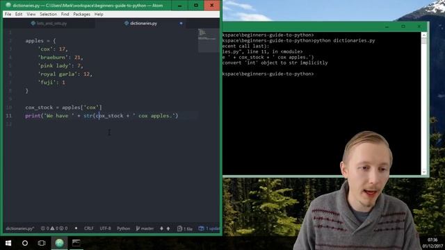PYTHON DICTIONARIES & FOR LOOPS (Beginner's Guide to Python Lesson 8)