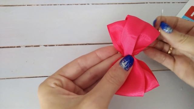 Бантик за 5 минут по П шаблону (канзаши мк) вариант 3/ Bow for 5 minutes + template DIY