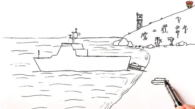 How to draw a Military transporter Ship | Warship Drawing смотреть онлайн