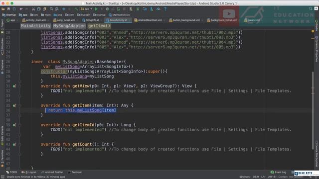 Kotlin android tutorial - 85 - List songs