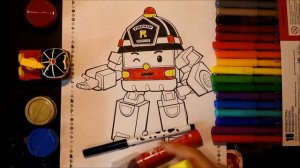 Робокар Рой раскраска, мультик, учим цвета, Robocar Roy
