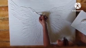 Интерьерная картина крылья текстурной пастой, панно крылья ангела своими руками, золотые крылья