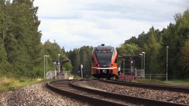 Штадлерский дизель-поезд 2312 на о.п. Нелиярве / Stadler DMU 2312 at Nelijärve stop смотреть онлайн