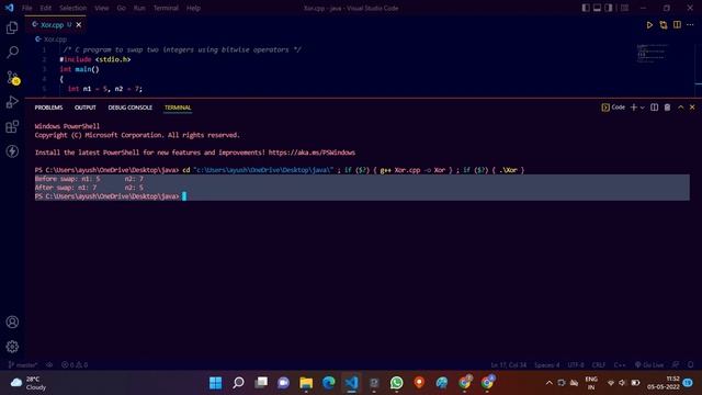 Swapping number using C program using Xor operator #Xor смотреть онлайн