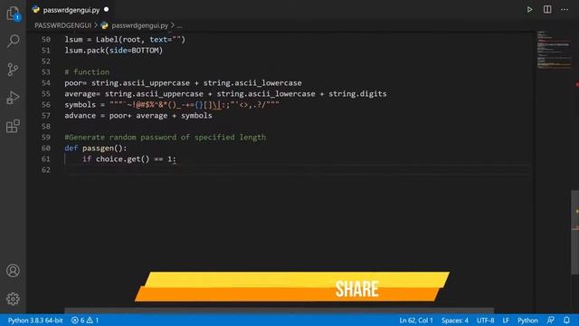 GUI Password Generator using Tkinter in PYTHON | 2020 | #pythonindia #pythonprojects #india #ML #AI