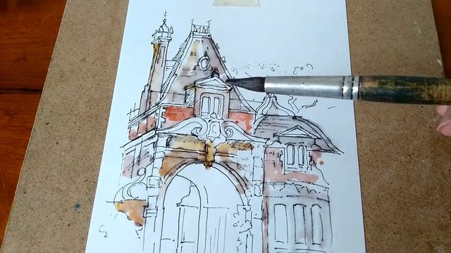 Простая акварельная работа, архитектура .Картина акварелью #Акварель#рисунокакварелью#