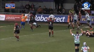 Fabio Semenzato Snipes In For Great Try - Newport Gwent Dragons v Benetton Treviso 10th May 2014