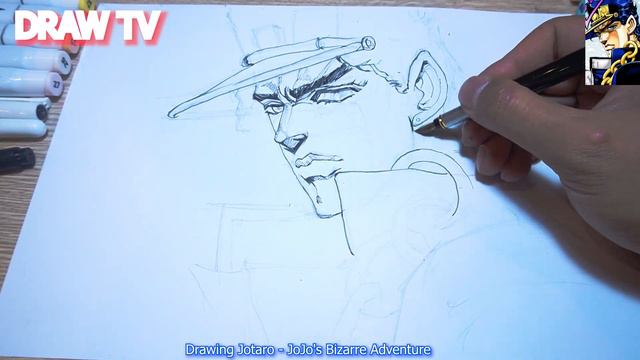 How to Draw JOTARO (JoJo's Bizarre Adventure) | Step By Step | Anime Drawing Tutorial смотреть онлайн
