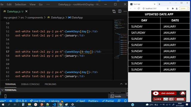 Simple Updated Date App with React Hooks & Tailwindcss for beginners - React Micro Project