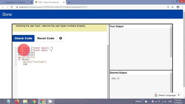 Coursera: Python For Everybody Assignment 3.1 program solution| Assignment 3.1 Python for Everybody