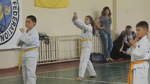 моя аттестация на жёлто-зелёный пояс по таеквондо
