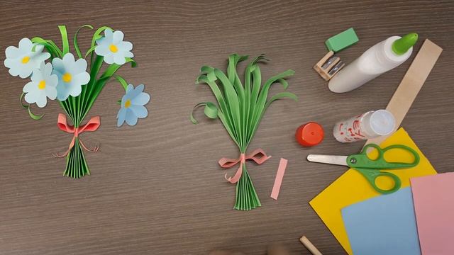 Хэй Хэй Школа БУКЕТ ПОДСНЕЖНИКОВ (Как сделать простой красивый весенний букет из цветной бумаги)