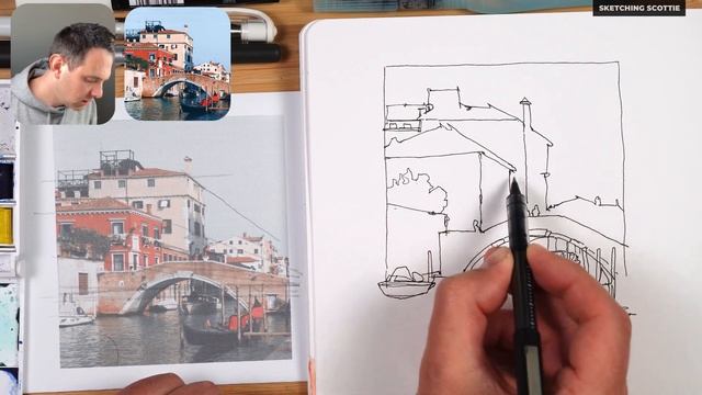 URBAN SKETCHING ink & watercolor STEP-BY-STEP for beginners