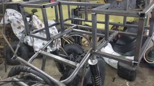 Часть3,new, Самодельный мотоцикл с двигателем от мотоблока,на10колесах