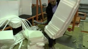 Резка поролона седушек на вертикальном станке