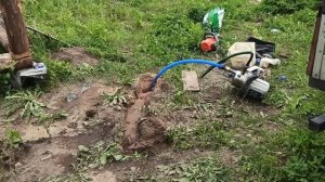 Гидробурение абиссинских скважин, 9 метров и вода!