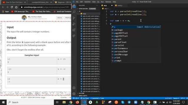 URI Online Judge Problem Solving With Node.Js