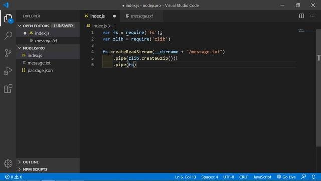 Node JS Tutorial - Chaining the Streams
