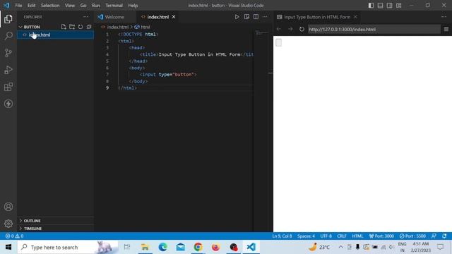 HTML Tutorial For Beginners In Odia | PART-128 | Input Type Button in HTML5?