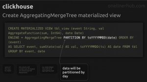 Create AggregatingMergeTree materialized view #clickhouse