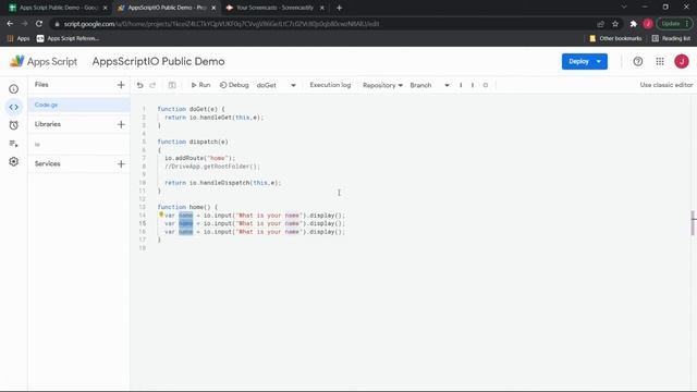 Get user input with Google Apps Script