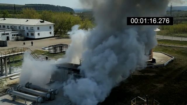 Тушение возгорания в здании насосной