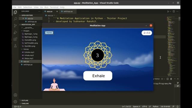 Create a Meditation App using Python - Practice Deep Breathing | Tkinter Project | PySeek