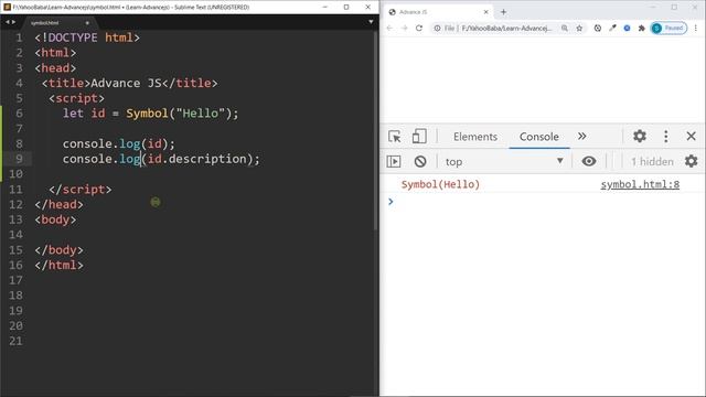 Advance JavaScript - Symbols Tutorial in Hindi / Urdu