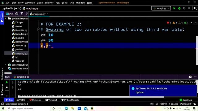 Swapping of Two Numbers  in Python || Part-24 || Python Tutorial For Beginners