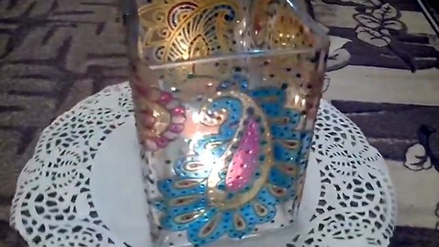 Ваза-подсвечник со светом Моя витражная роспись. смотреть онлайн
