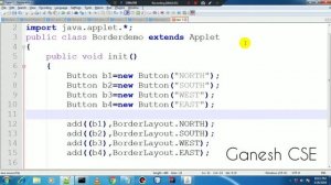 Java programming : border layout in applet