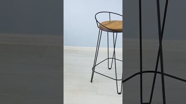 ilwi Барный стул со спинкой для кухни высокий из металла с деревянным сиденьем в стиле лофт смотреть онлайн