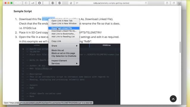 OpenTX Tutorial - Lua Telemetry Scripts Getting Started (Correction in description)