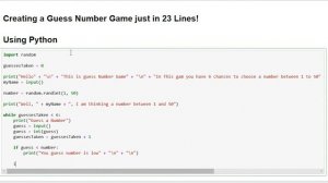 Creating Guess a Number Game in Python Just in 23 Lines