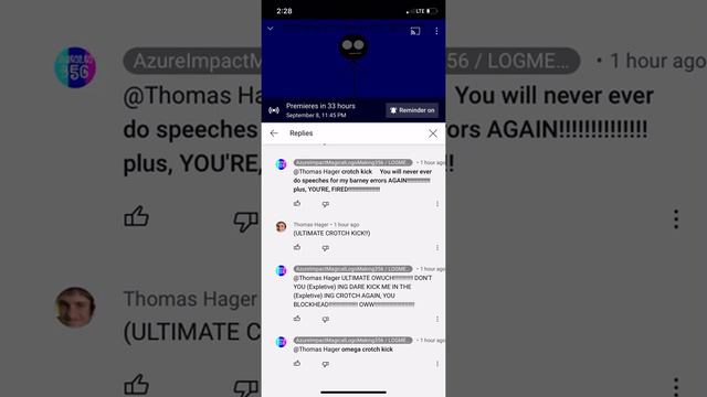 Proof that Thomas Hager can’t handle being banned from speech’s!