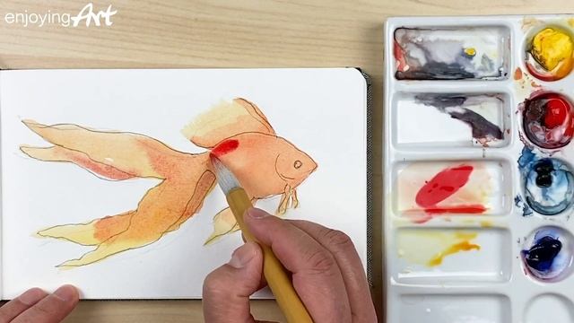 Relaxing Watercolor - How to Draw and Paint a Goldfish for Beginners смотреть онлайн