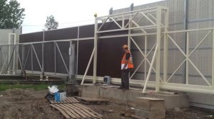 Промышленные откатные ворота, 11х3 м проём. Общая длина 16 м. Вес - 1570 кг.