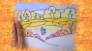 Рисуем простой осенний пейзаж карандашами / Как нарисовать осень