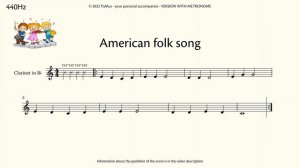 Clarinet beginners: American Folk Song - Piano accompaniment 440Hz