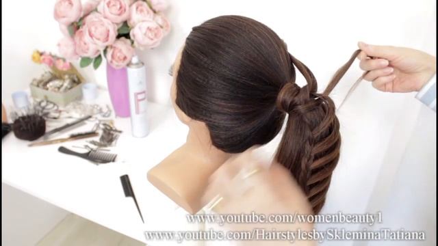 Легкая прическа на длинные волосы с плетением. смотреть онлайн