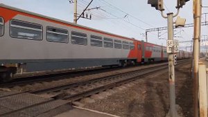 Рельсовый автобус РА2-055 и РА2-030 на станцию сазанка