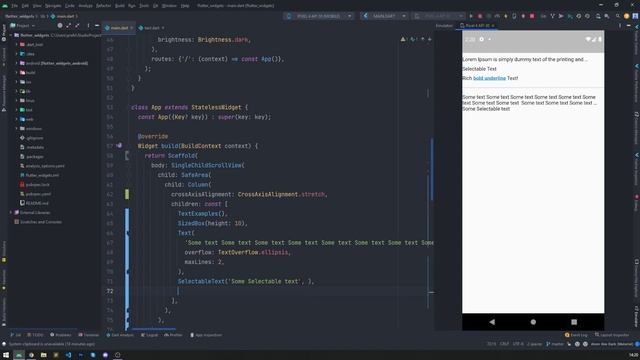 Flutter [widgets] Текстовые виджеты. Text | RichText | SelectableText