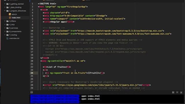 AngularJS 1.6.x Tutorial - 3 - ng-repeat and ng-click смотреть онлайн