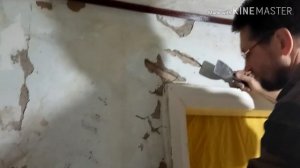 Готовим старые стены и углы к укреплению армированной сетки